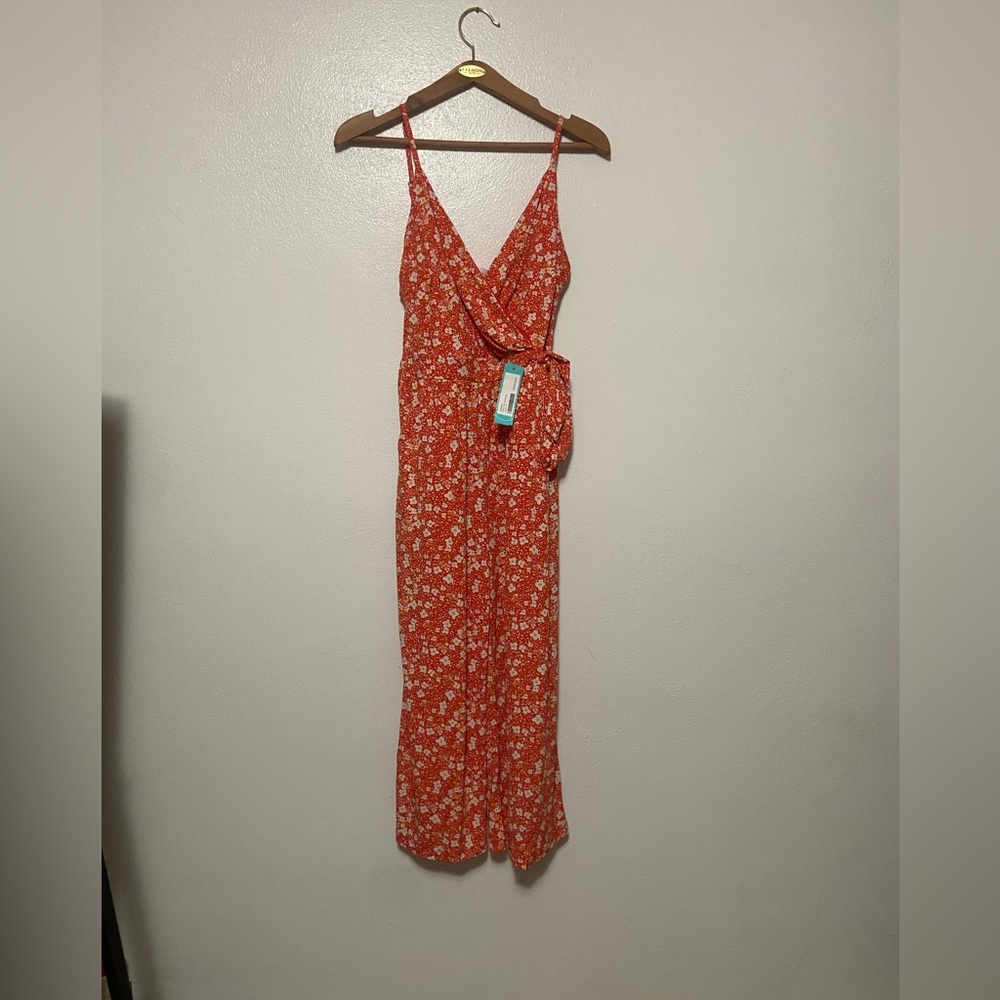 Orange with flower jumpsuit